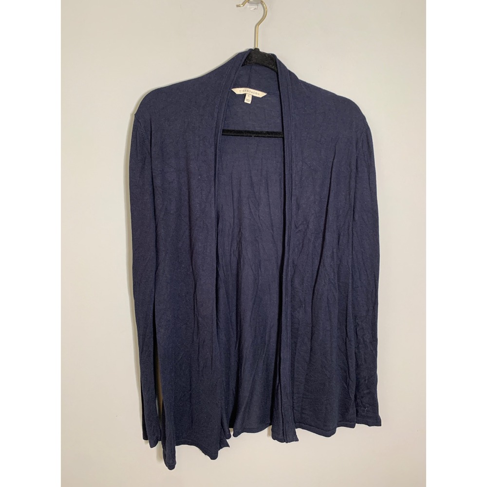 5/$25 41 Hawthorn Cardigan Women Medium Blue Silk Blend Open Front Side Slit